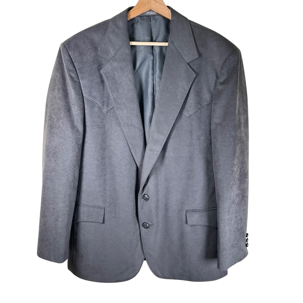 Vtg Reed St James Western Blazer‎ Mens Sport Coat Cowboy Style Gray Size 44 USA